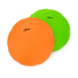 CHIWAVA 2 Pack 7.1" Rubber Dog Flying Disc Flyer Fetch Toy for Dogs Outdoor Play for Medium Dogs