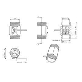 Flowmeter, YF-B10 Water Flow Sensor, Hydraulic, Pneumatic, Sanitary Flowmeter, Hall Flowmeter 1" (1.3), Electronic Component Flow Sensors