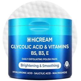 Hicream Glycolic Acid Pads Dual Texture Facial Exfoliation Toner for Pore Care and Skin Glowing Niacinamide Salicylic Acid Vitamin E B3 B5 (50 Pads) / 히크림 글리콜산 패드 모공 케어 및 피부 광채를 위한 듀얼 텍스처 페이셜 각질 제거 토너 니아신아마이드 살리실산 비타민 E B3 B5 (50 패드)