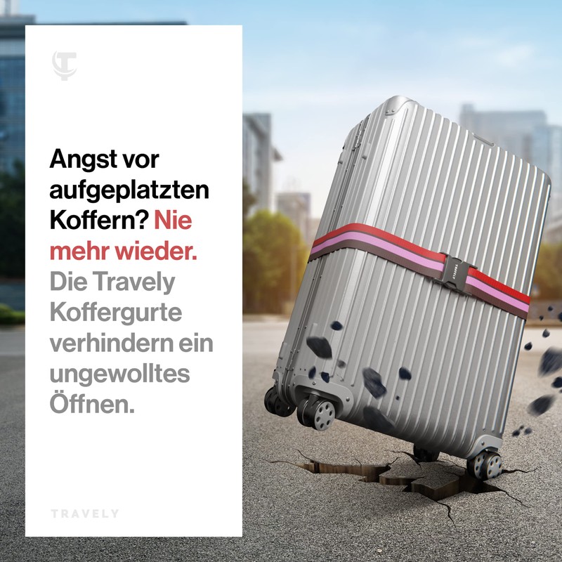 Travely® Premium Luggage Strap – Particularly Eye-catching and Safe –