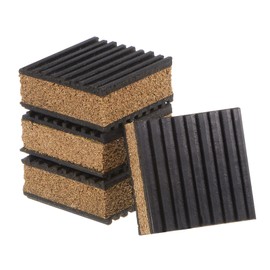 QUARKZMAN Rubber Vibration Damper 2 x 2 x 7/8 Inch Insulation Vibration Absorbing Pad Damping Mat Non-Slip Noise with Cork Centre for Pedal Mill Washing System Pack of 4