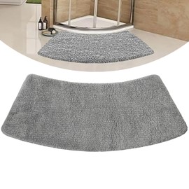 Fan-shaped Curved Bath Mat Plush Non Slip Corner Shower Floor Mat Household Strong Water Absorbent Bathroom Rug Machine Washable Bathroom Carpet for Bathroom,16 * 40in
