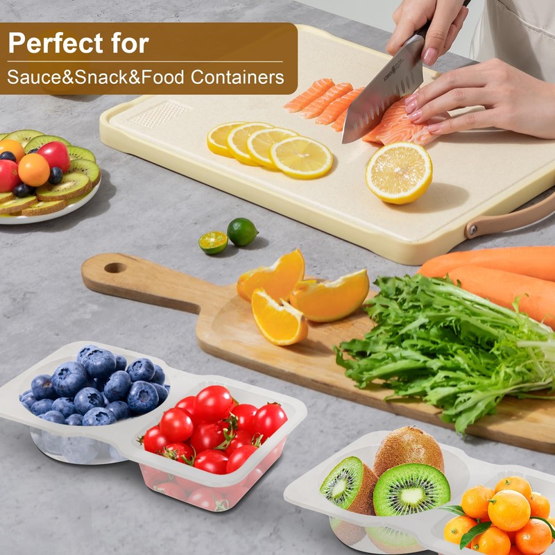 CJT 12 Sets Reusable Compartment Condiment Container with Lids -