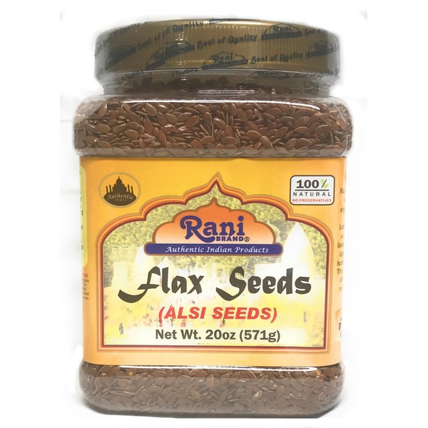 Rani Flax Seeds Whole Raw (Alsi, Linum usitatissimum) 20oz (567g) PET Jar | All Natural ~ Gluten Free Ingredients | NON-GMO | Vegan | Indian Origin