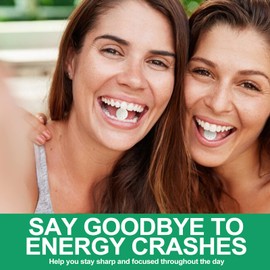 AUNVITO Energy Caffeine Gum (54 Pieces)| - Sugar Free with L-theanine + Caffeine + Vitamin B12 & B6-EnergyFocus Supplement for Women & Men