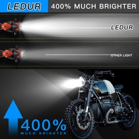 LEDUR 7Inch Round LED Motorcycle Headlights with Housing Bucket DRL Turn Signal Ring Angle Eyes Lights Motorcycle for Motorcycle Har-ley David-son,Round Headlamp