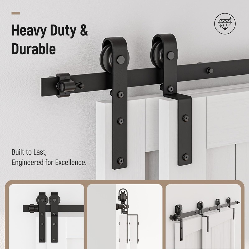 4-14FT Bypass Sliding Barn Door Hardware Kit Single Track System