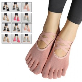 HL] Non-Slip Toe Socks Double X Yoga Socks Pilates 01. Full Finger (Black)/ONESIZE 2ea
