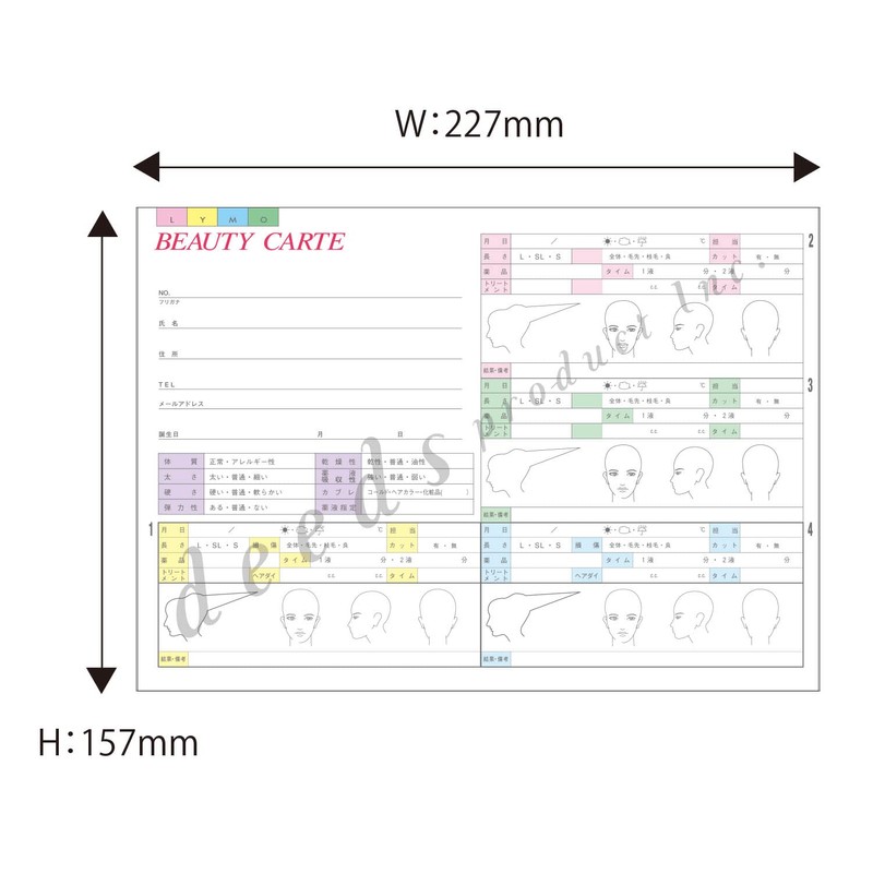 DEEDS Customer Record A, 100 Sheets/Salon Carte, Beauty Salon