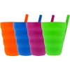 (Set of 4) Plastic Straw Cups with Built-In Straws –