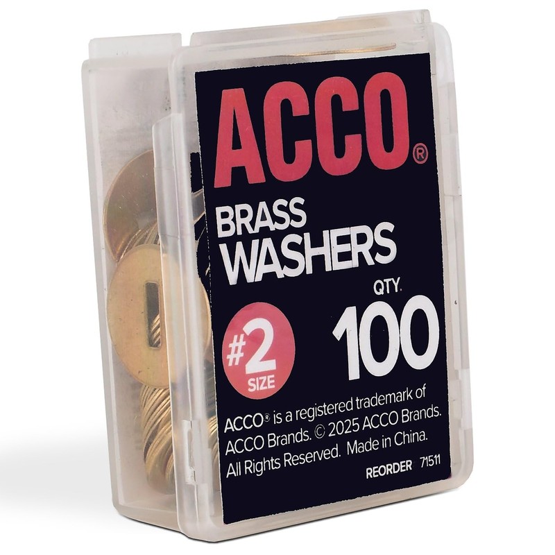 ACCO Brass Washers, 15/32", Box of 100 (71511)
