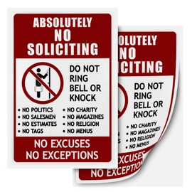 Linkidea No Soliciting Sign, Funny Decor for House Door Office Business Yard, No Excuses, No Exceptions Do Not Ring Bell No Knock Sign 2 PCS