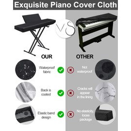 Stretchy Electric Piano Keyboard Covers - Waterproof Elastic Lock Music Keyboard Protector (61 Keys, Black)