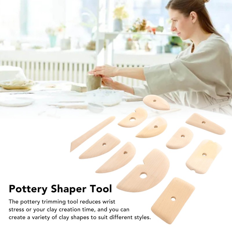11pcs Pottery Trimming Tool Professional Wood Pottery Foot Shaper Tool