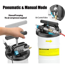 RQG 6.5L Automotive Fluid Extractor, Pneumatic/Manual Oil Extractor Pump, Oil Vacuum Pump Extractor for Oil Change, for Transmission Brake Fluid, 3X 3.3ft Extension Tubes, Tube Storage Unit