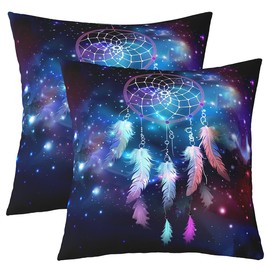 jejeloiu Dreamcatcher Pillow Covers 16x16 Set of 2 Boho Dream Catcher Decor Decorative Throw Pillow Covers Cases Home Decor Bohemian Style Purple Blue Cushion Case for Couch Sofa Outdoor