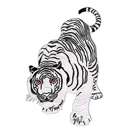 Tiger White Large Iron-On or Sew On Patch Iron-On Patch for Clothes Embroidered Iron-On Patch Applique Patch Size 9.7 x 15.2 cm