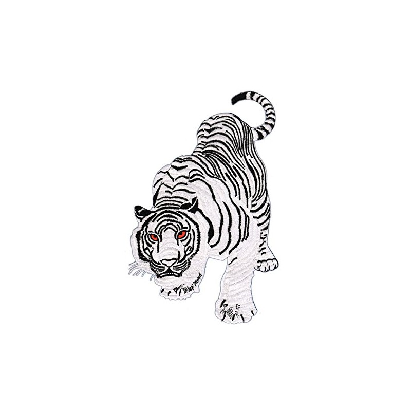 Tiger White Large Iron-On or Sew On Patch Iron-On Patch