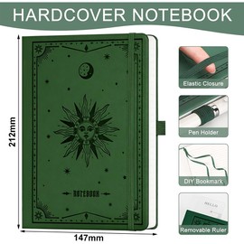 Blank Notebook, A5 Notebook Blank Journal - 320 Pages, 100gsm Thick Paper, Hardcover Leather, Art Sketchbook for Drawing, Unlined, Plain Sketch Book for Women Men Work Writing, 8 x 6 Inch (Green)