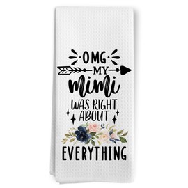 BitKAM Mimi Gifts Kitchen Towels, Mimi Grandma Gifts for Mother's Day Dish Tea Towels for Kitchen, Best Grandma Gift from Grandkids Decorative Hand Towels for Bathroom, 16x24 Inches