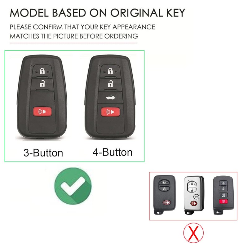 Hontumax Genuine Leather 3-Button Key Fob Cover for Toyota RAV4