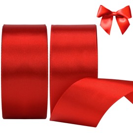 AWCIGG® Satin Ribbon Red 40 mm, 44 Metres Decoration Gift Ribbon Wide Ribbon Fabric Ribbon Ribbons for Gift Wrapping, Florists, Sewing, Cars, Wedding, Valentine's Day, Christmas (22 m Roll)
