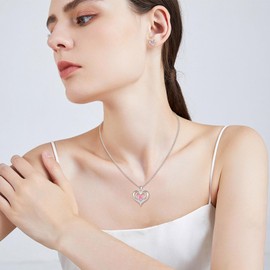 MOOFUN Heart Jewellery Set Women's Necklace Stud Earrings Silver 925: Sparkling Aesthetic Pendant Chain Earrings Stud Hypoallergenic Fashion Jewellery for Mum Wife Girlfriend Birthday Anniversary
