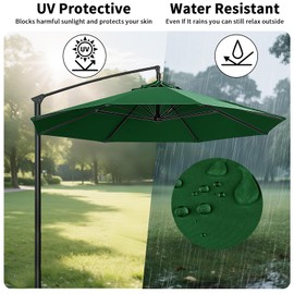LUSCHEER Replacement Parasol Canopy Waterproof, Parasol Replacement Canopy Cover Patio Umbrella Cloth for 2.5m 6 Ribs Large Patio Umbrella Weatherproof UV-Anti, Green