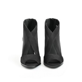 SICARE Peep-Toe, klobige Absätze für Damen, bequeme Blockabsätze, ausgeschnittener Reißverschluss, sexy Netz-Stiefeletten, Stil für Damen, elegante Verabredungen, Business-Partys, Schwarz, 37