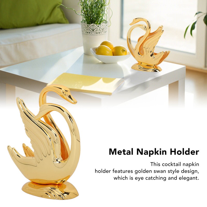 Swan Napkin Holder Golden Swan Design Rustproof Alloy Elegant Style