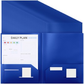 Cholemy 72 Pcs Plastic Folders with 2 Pockets 11.6 x 9.4 Inch Heavy Duty File Folders Colored Pocket Folders Fit Letter Size Paper Bulk for School Office Home Business (Blue)