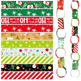 ASTARON Printed Creative Christmas Paper Chains Festive Craft Paper Decorations, 300 Pcs