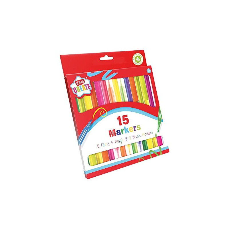 BG Assorted Coloured Marker Set Fibre, Magic & Brush Colouring