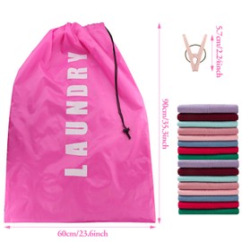 2 Pack Upgrade Extra Large Travel Laundry Bag with Drawstring, Durable Rip-Stop Dirty Clothes Shoulder Bag for Travel, Bathroom Home or Dormitory (Blue Pink)