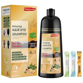 ZENITHGLO Chestnut Brown Hair Dye Shampoo 3 in 1 for Women & Men 100% Gray Hair Coverage - Herbal Ingredients Natural Plant Hair Color - Hair Dye in Minutes 17.6 Fl Oz