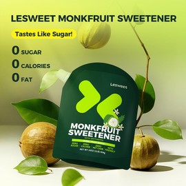 Lesweet Monk Fruit Sweetener, Monk Fruit Extract, Raw Sugar Substitute, with Erythritol, Zero Calorie, Keto Friendly, 16 oz (Pack of 1)