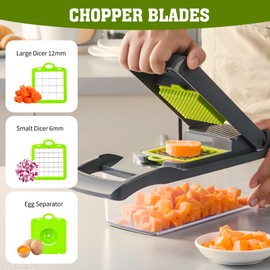 Vegetable Cutter, 16-in-1 Vegetable Cutter, Manual Vegetable Cutter, Veggie Chopper Multifunctional Vegetable Cutter with 7 Interchangeable Blades, Dice Machine, Dice Machine for Vegetables, Fruits
