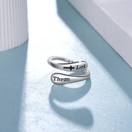 qielizhu Let Them Ring 925 Sterling Silver Adjustable inspirational Ring Let Them Jewelry inspirational gifts for women Men