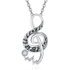 Dreamboat Music Necklace Music Note Necklace for Woman Sterling Silver Treble Clef Necklace Heart Pounding Music Note Jewelry Gifts