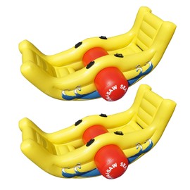 Swimline 9058 Giant Inflatable Sea-Saw Water Rocker 2 Person Swimming Pool Float with Built-in Handles for Kids and Adults, Yellow (2 Pack)