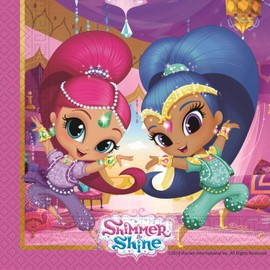 Procos 10067603 89945 Napkins Shimmer & Shine Glitter Friends, Pack of 20, Pink, Blue