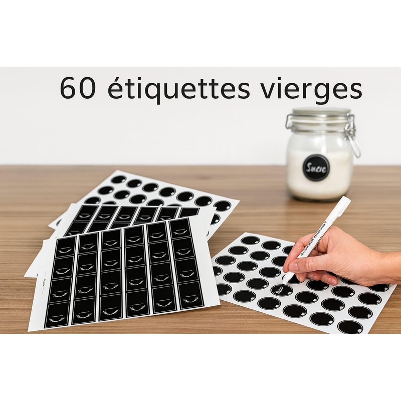 Etiquette Epices Francais - 200 etichette autoadesive barattoli, 60 vergini
