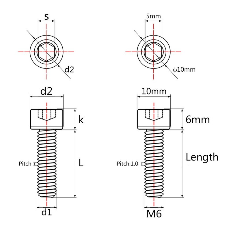 Wanyifa Titanium Ti M6x10 15 18 20 25 30 35