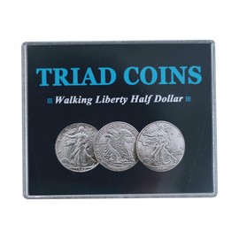 ZQION Enjoyer Triad Monedas (Walking Liberty Half Dollar) Magic Trick Monedas Gimmick Produce Vanish Change Three Monedas Magia Close Up Magic Illusion