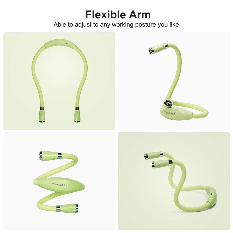 TSINGREE LED Neck Book Light, Reading Light, USB-C Rechargeable, Hands
