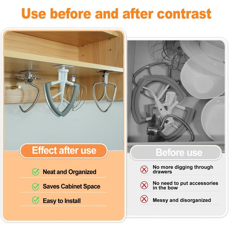 Stand Mixer Attachment Holders Compatible with Kitchenaid Mixer Accessories (White)