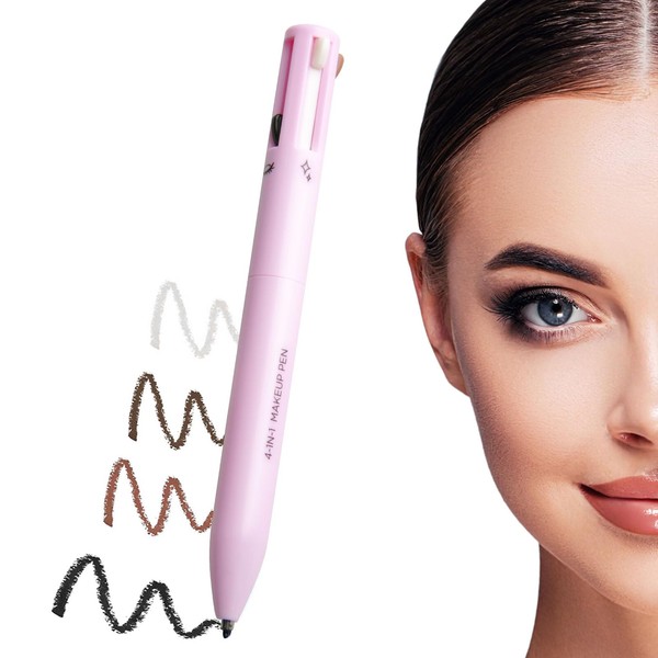 APOMOONS 4 in 1 Makeup Pen, Eyeliner & Eyebrow Pencil & Lip Liner & Highlighter Stick, All in One Makeup Pen Waterproof Face Make-up, 4 Colour Multifunctional Cosmetic Pen
