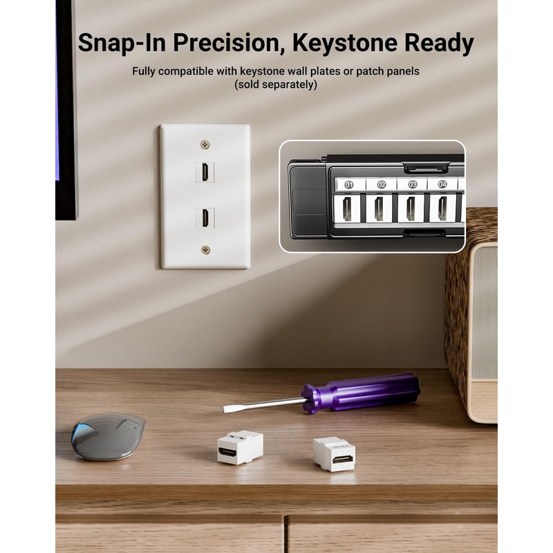VCELINK 5-Pack 8K HDMI Keystone Jack with 8K 60Hz and