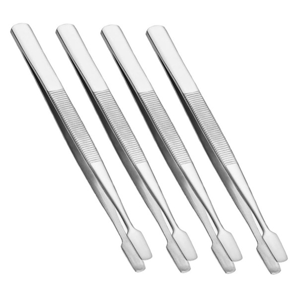 OATIPHO 4pcs Stainless Steel Stamp Grip Tweezers Precision Handling Tools