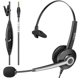 Wantek Headset with Microphone for PC Wired Headphones 3.5mm Headsets with Noise-Cancelling Microphone for Laptop - Computer Headphones with Mic in-line Control for Home